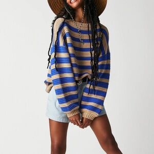Free People Links Pullover Stripe Slouchy Sweater sz XS